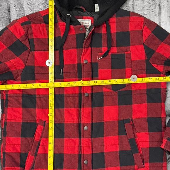 Levi’s Buffalo Plaid Sherpa Lined Hoodie Jacket - Red Black Shacket — XL - Picture 4 of 7